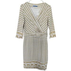 J. McLaughlin Brea Faux Wrap Dress M Catalina Cloth Retro Coastal Nautical Chic